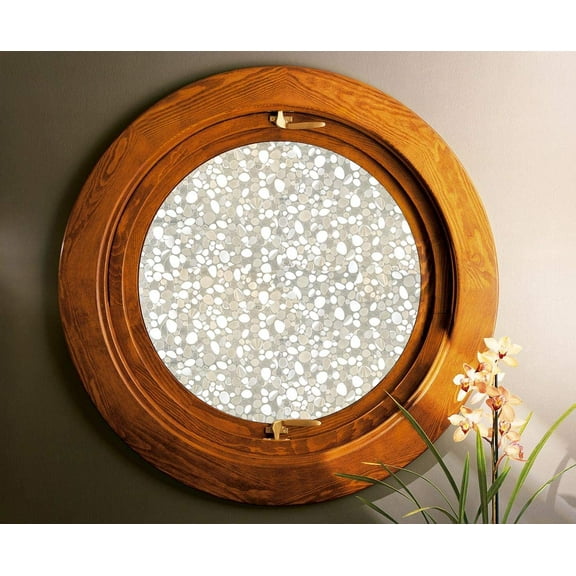 Precut Circle Window Film, Pebble Design, Self Static Adhesive Cling, 32 inch Diameter