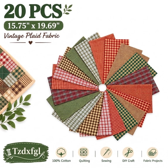 Text Tile Material Precut Cotton Fabric Squares 15.7x19.6