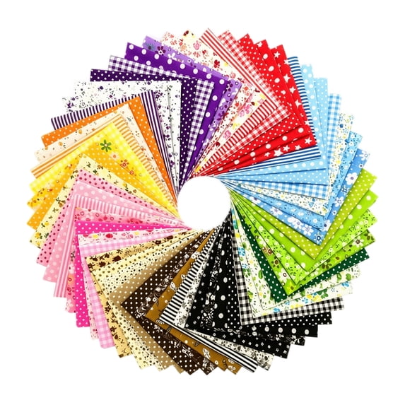 Precut Fabric Squares with 100% Cotton Plain Weave and Printed Designs, 50-Pack 9.8-Inch, Random Floral and Geometric Patterns, for Quilting and Sewing, Diy Quilting Squares