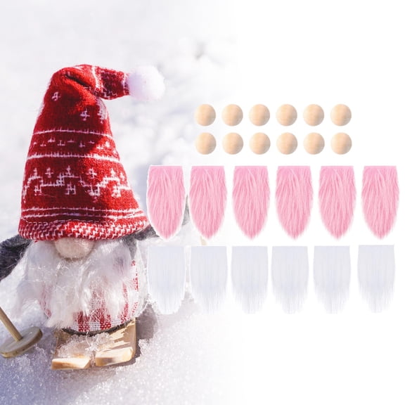 Precut Faux Fabric Gnome Beard Costume DIY Handmade Craft Dolls Fabric Patches Unfinished Wooden Balls Gnome Nose for Party Decor Pink White