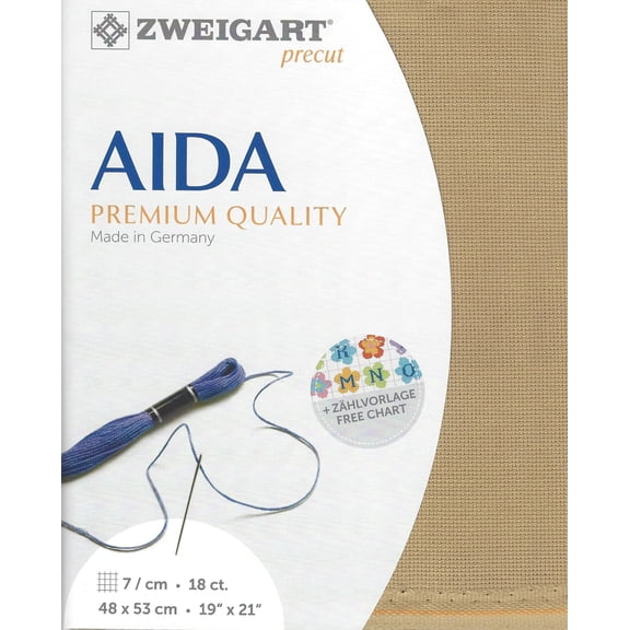 Wizardi Aida Dirty 3793 300, Precut Zweigart 18 Count Cross Stitch Fabric, 100% Cotton Needlework Blank Canvas and Embroidery Cloth, 19x21 in for Adults