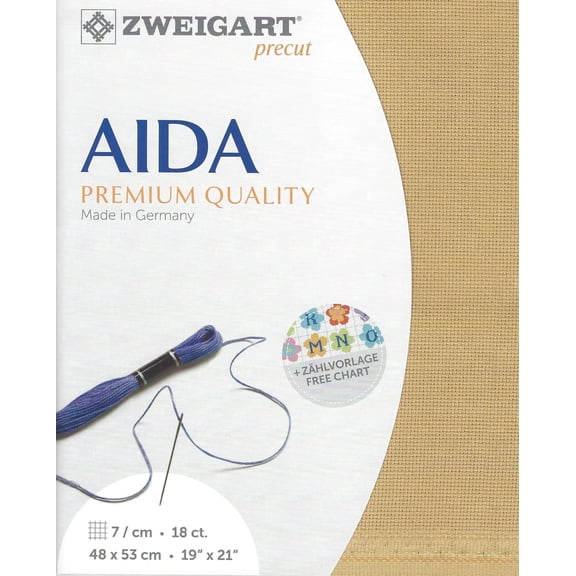 Wizardi Aida Olive Sand Green 3793 3040, Precut Zweigart 18 Count Cross Stitch Fabric, 100% Cotton Needlework Blank Canvas and Embroidery Cloth, 19x21 in for Adults