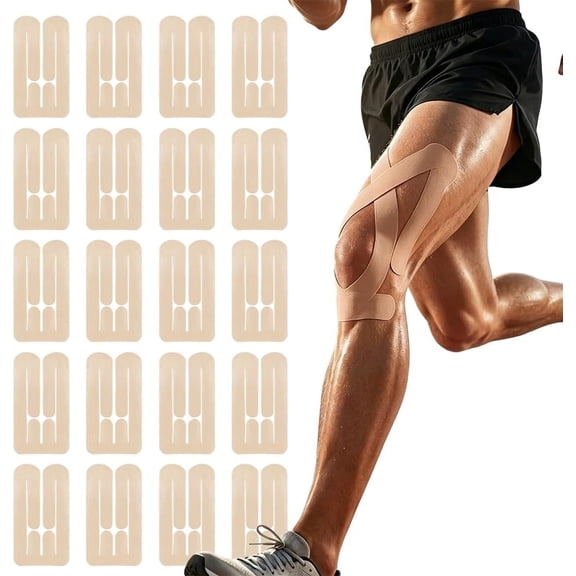 Precut Kinesiology Tape, 10 Pack Waterproof Athletic Tape Strips For Knee Pain Relief, Support & Stability For Athletes & Active Individuals(RL Beige)