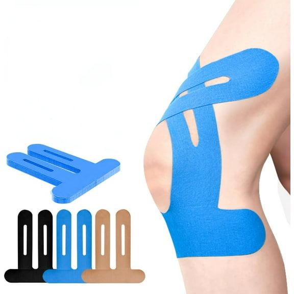 Precut Kinesiology Tape for Knees, 20 Pcs - Knee Support & Stability, Knee Pain Relief Athletic Tape - Waterproof & Elastic, Breathable Hypoallergenic Latex-Free Tape, Blue