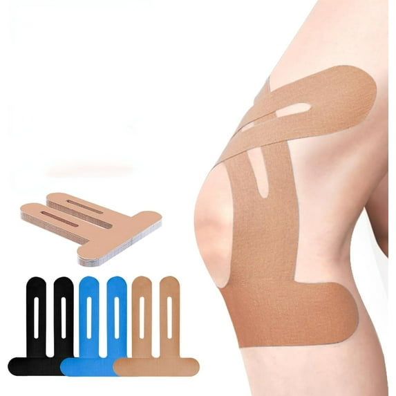 Precut Kinesiology Tape for Knees, 20 Pcs - Knee Support & Stability, Knee Pain Relief Athletic Tape - Waterproof & Elastic, Breathable Hypoallergenic Latex-Free Tape, Beige