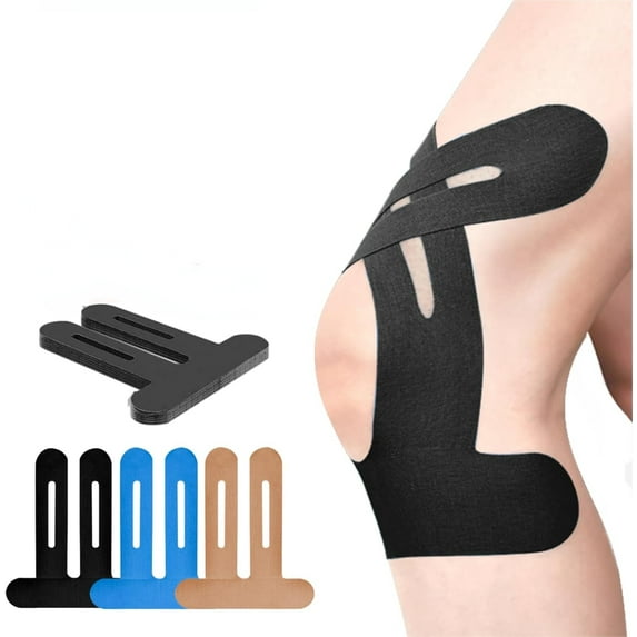 Precut Kinesiology Tape for Knees, 20 Pcs - Knee Support & Stability, Knee Pain Relief Athletic Tape - Waterproof & Elastic, Breathable Hypoallergenic Latex-Free Tape, Black