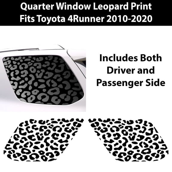 Precut Leopard Cheetah Rear Side Quarter Window Decal Stickers Compatible with Toyota 4Runner 2010-2021, Matte Black