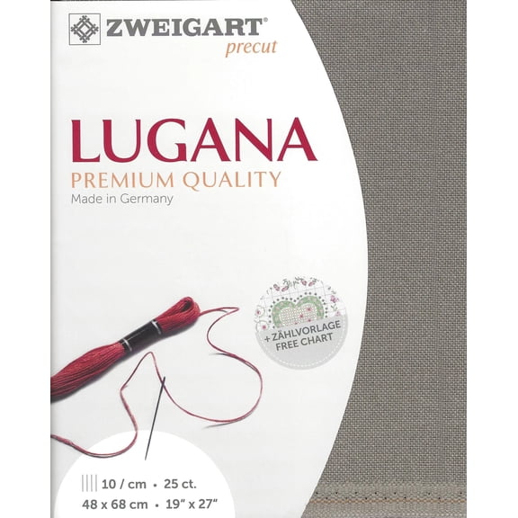 Wizardi Lugana Granit 3835 7025, Precut Zweigart 25 Count Evenweave Cross Stitch Fabric, Cotton Viscose Embroidery Cloth, 19x27 in for Adults