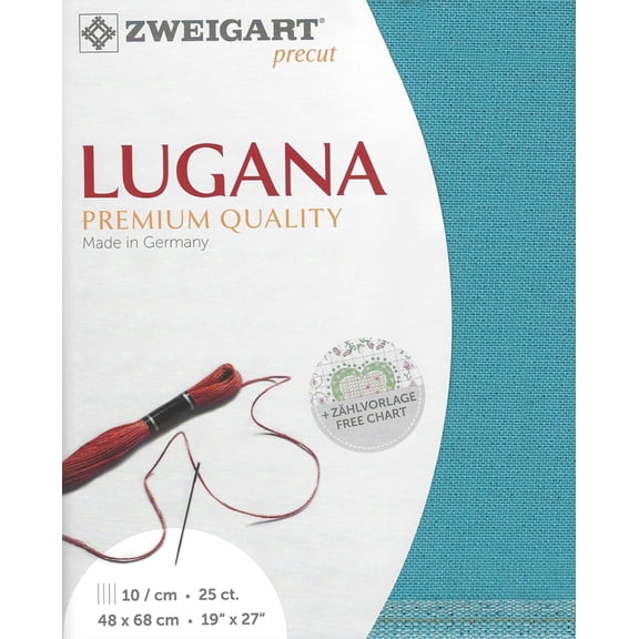 Wizardi Lugana Pacific Metallic Blue, Precut Zweigart 25 Count Evenweave Cross Stitch Fabric, Cotton Viscose Embroidery Cloth and Needlework Blank Canvas, 19x27 in for Adults