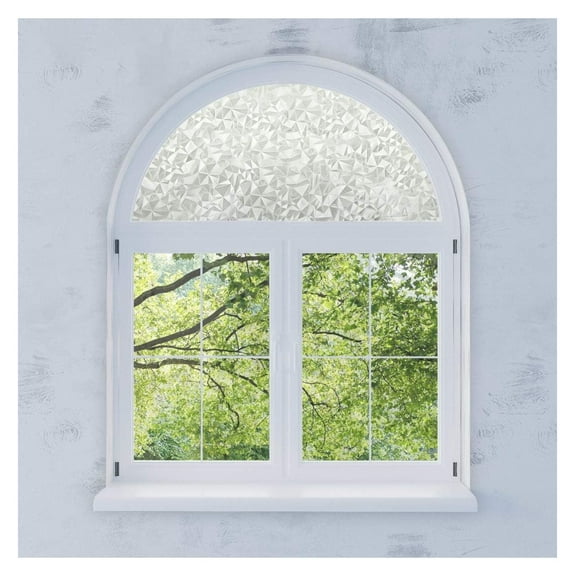 Precut Modern Mosaic Arched Window Film Shade, Self Adhesive Static Cling, 41 inches Diameter Precut Pattern Texture Arched Window Film Shade