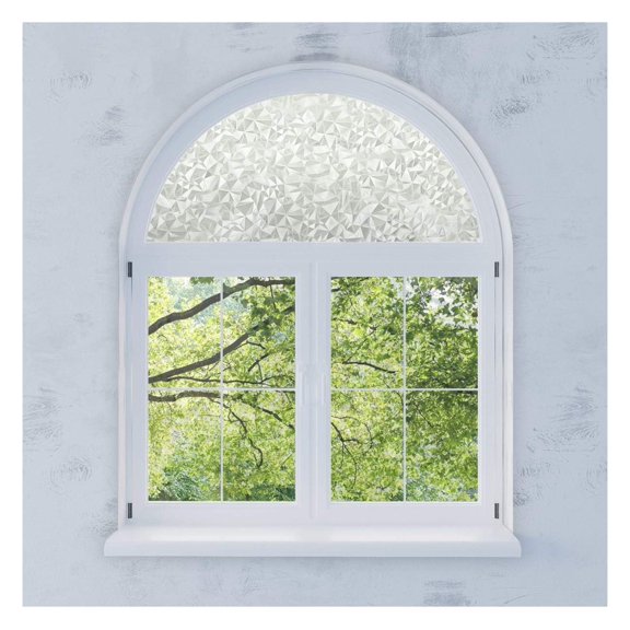 Precut Modern Mosaic Arched Window Film Shade, Self Adhesive Static Cling, 51 inches Diameter Precut Pattern Texture Arched Window Film Shade