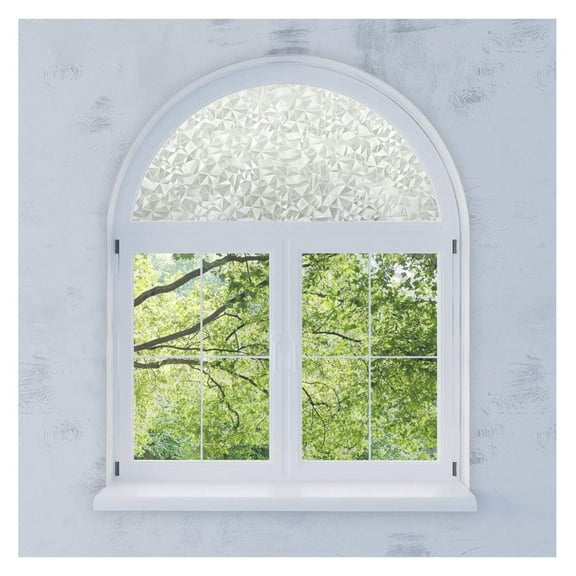 Precut Modern Mosaic Arched Window Film Shade, Self Adhesive Static Cling, 53 inches Diameter Precut Pattern Texture Arched Window Film Shade