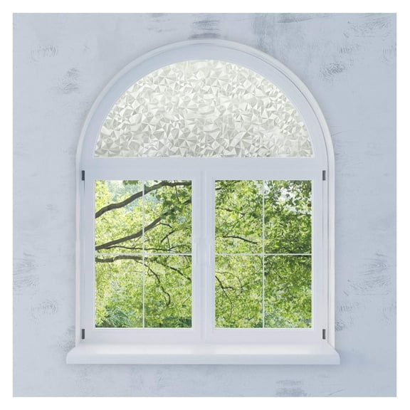 Precut Modern Mosaic Arched Window Film Shade, Self Adhesive Static Cling, 61 inches Diameter Precut Pattern Texture Arched Window Film Shade