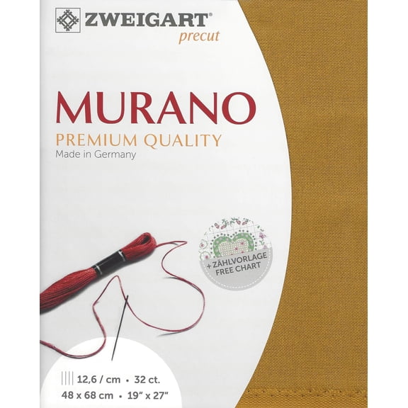 Wizardi Murano Sahara 3984 4028, Precut Zweigart 32 Count Evenweave Cross Stitch Fabric, Cotton Viscose Embroidery Cloth, 19x27 in for Adults