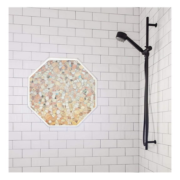 Precut Octagon Window Film, Stone Design, Self Static Adhesive Cling, 19 inch Width