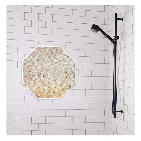 Precut Octagon Window Film, Stone Design, Self Static Adhesive Cling, 21 inch Width