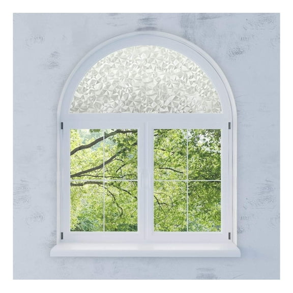 Precut Pattern Texture Arched Window Film Shade, Self Adhesive Static Cling, 27 inches Diameter