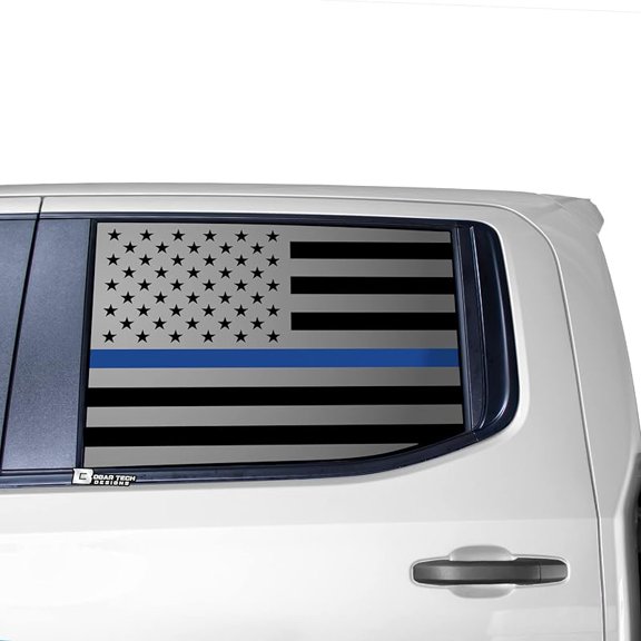 Precut Side Window American Flag Vinyl Decal Sticker Compatible with Chevy Silverado 1500 Crew Cab & GMC Sierra 1500 Crew Cab 2019-2025, Thin Red Line