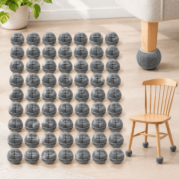 Precut Tennis Balls for Walkers and Furniture, Grey, 60 Pack