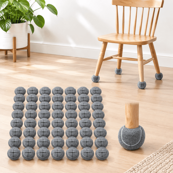 Precut Walker Tennis Balls, 60 Pack, Grey, for Furniture and Mobility