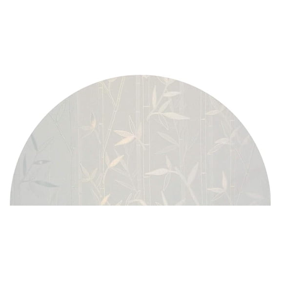Precut White Bamboo Arched Window Film Shade, Self Adhesive Static Cling, 37 inches Diameter