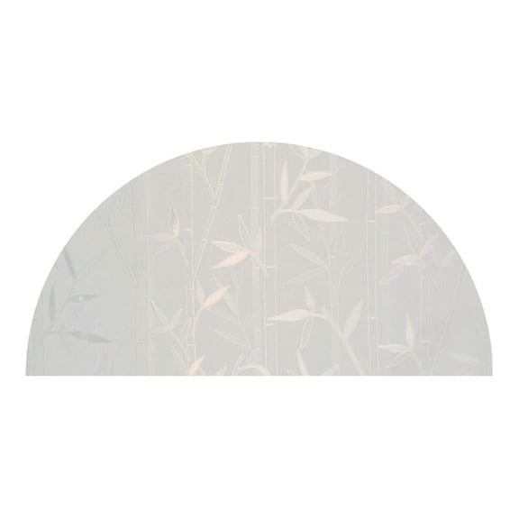 Precut White Bamboo Arched Window Film Shade, Self Adhesive Static Cling, 53 inches Diameter