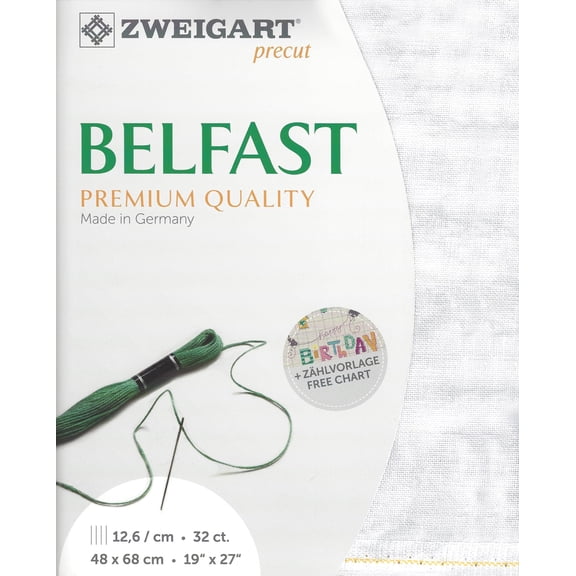 Wizardi Belfast Vintage 32 Count Vintage Marble 3609/7139. Needlework Canvas, Cross-Stitch Fabric, Embroidery Cloth, Needlepoint Canvas. 100% Linen. Precut Zweigart
