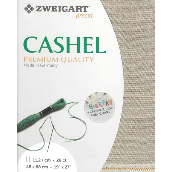 Wizardi Cashel 28 Count Raw Linen 3281/53. Needlework Canvas, Cross-Stitch Fabric, Embroidery Cloth, Needlepoint Canvas. 100% Linen. Precut Zweigart