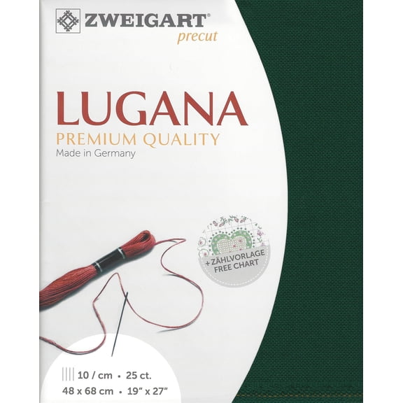 Wizardi Lugana 25 Count Forest Green 3835/647. Needlework Canvas, Cross-Stitch Fabric, Embroidery Cloth, Needlepoint Canvas. 52% Cotton. Precut Zweigart