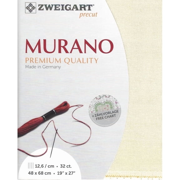 Wizardi Murano 32 Count Soft Cream 3984/99. Needlework Canvas, Cross-Stitch Fabric, Embroidery Cloth, Needlepoint Canvas. 52% Cotton and 48% Viscose. Precut Zweigart