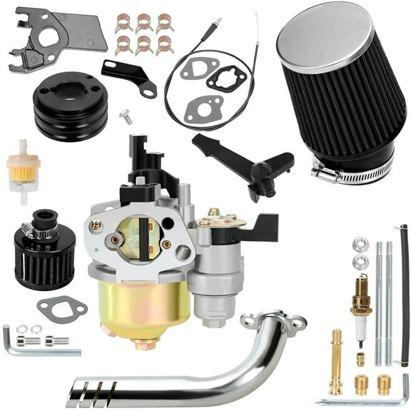 Predator 212 Stage 1 Kit with 212cc Carburetor Exhaust Pipe Fit for Predator 224 196cc Coleman CT200U BT200X Baja Mini Bike KT196 Hammerhead 80T Go Kart GX160 GX200 6.5hp Engine Components