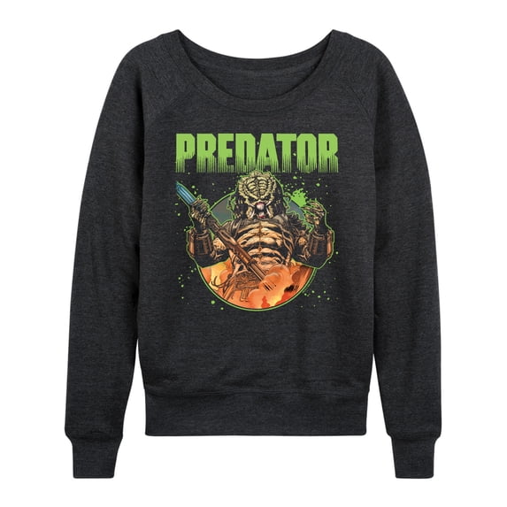 Predator - Circle Women's Lightweight French Terry Wide Neck Long Sleeve Graphic Shirt