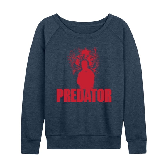 Predator - Jungle Logo Women's Lightweight French Terry Wide Neck Long Sleeve Graphic Shirt
