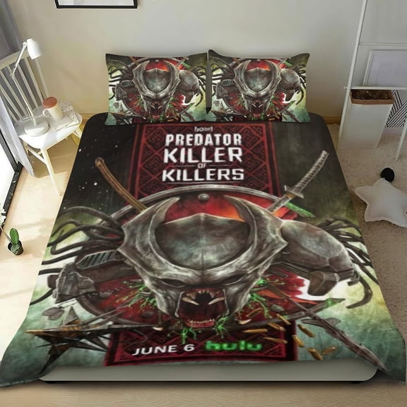Predator Killer of Killers Themed Bed Sheet Set Three Piece Set 53x79 In ches Comfortable And Skin Friendly Unique Design Creating A Star Studded Night Home Gifts For Family Friends fans
