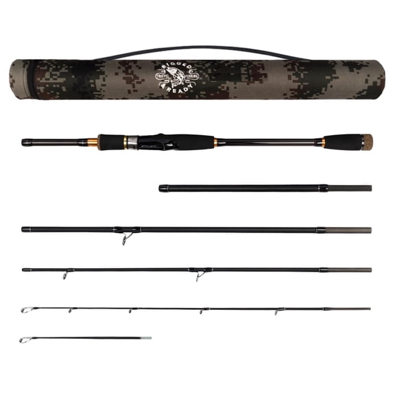 Rigged and Ready Predator Max Spin-Baitcast Powerful Travel Fishing Rod +Micro Trigger +Extension +2 Tips, 4 Lengths & Cast Weights