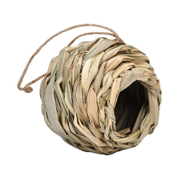 Predator Safe & Spherical, 1.8 Inch Hummingbird Nest House, Rain Evacuation & outdoor hanging bird hut, Hand-woven Natural Grass Construction