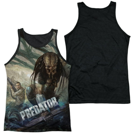 Predator/stalk-adult Poly Tank Top Black Back-white-sm