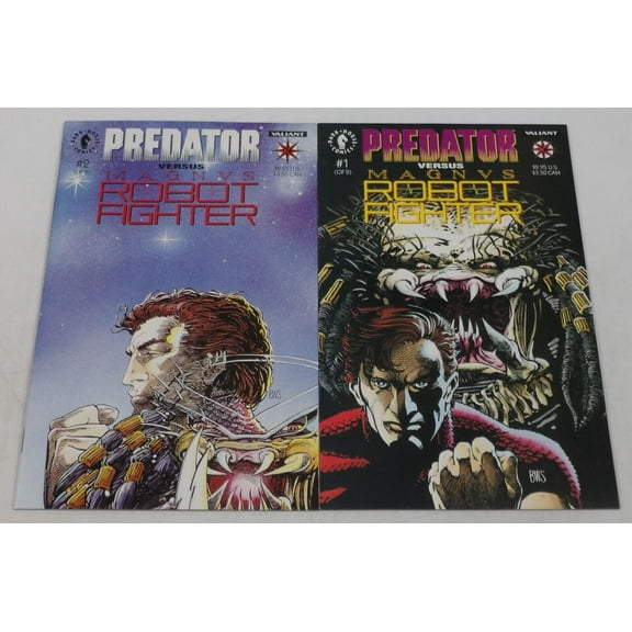Predator vs Magnus Robot Fighter #1-2 VF/NM complete series Valiant ; Dark Horse