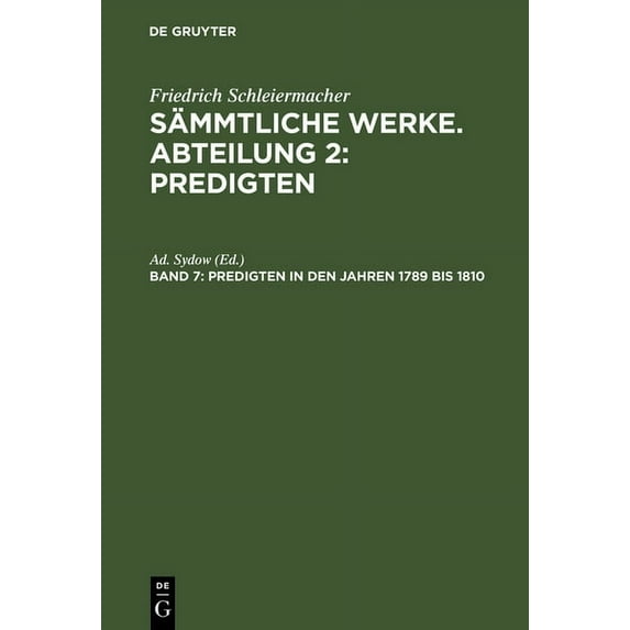 Predigten in den Jahren 1789 bis 1810, (Hardcover)