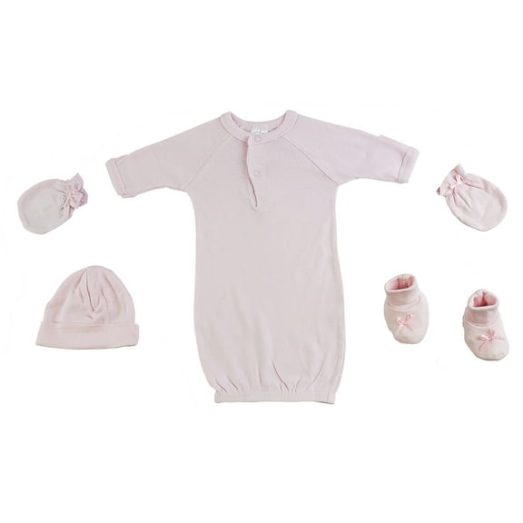 Preemie Gown, Cap, Mittens and Booties - 4 Pc Set