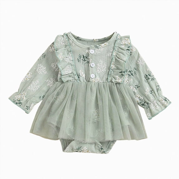 Preemie Newborn Infant Baby Girls Clothes Ribbed Bodysuit Infant Infant Baby Girl Summer Romper Dress Long Sleeves Strap Mesh Tutu Skirt Backless Bodysuit,tutu skirt bodysuit 6-12 Months
