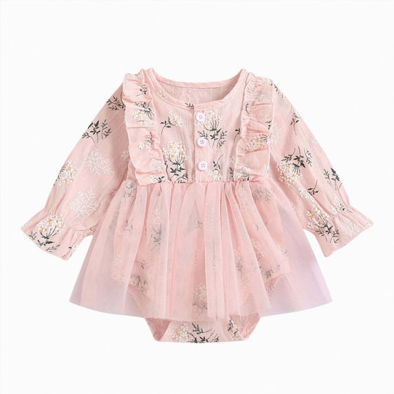 Preemie Newborn Infant Baby Girls Clothes Ribbed Bodysuit Infant Infant Baby Girl Summer Romper Dress Long Sleeves Strap Mesh Tutu Skirt Backless Bodysuit,tutu skirt bodysuit 12-18 Months