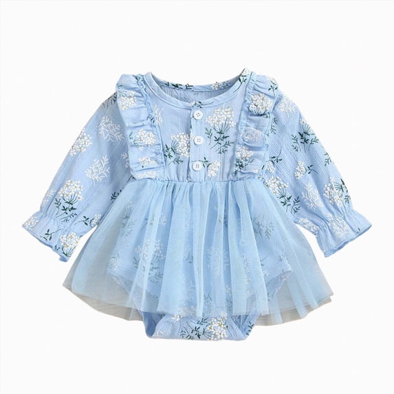 Preemie Newborn Infant Baby Girls Clothes Ribbed Bodysuit Infant Infant Baby Girl Summer Romper Dress Long Sleeves Strap Mesh Tutu Skirt Backless Bodysuit,tutu skirt bodysuit 0-3 Months