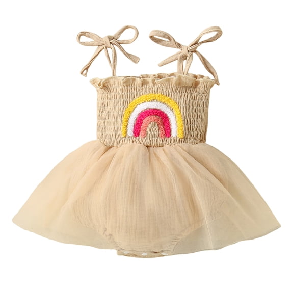 Preemie Newborn Infant Baby Girls Clothes Ribbed Bodysuit for 18-24 Months Newborn Infant Baby Girl Summer Romper Dress Sleeveless Strap Mesh Tutu Skirt Backless Bodysuit