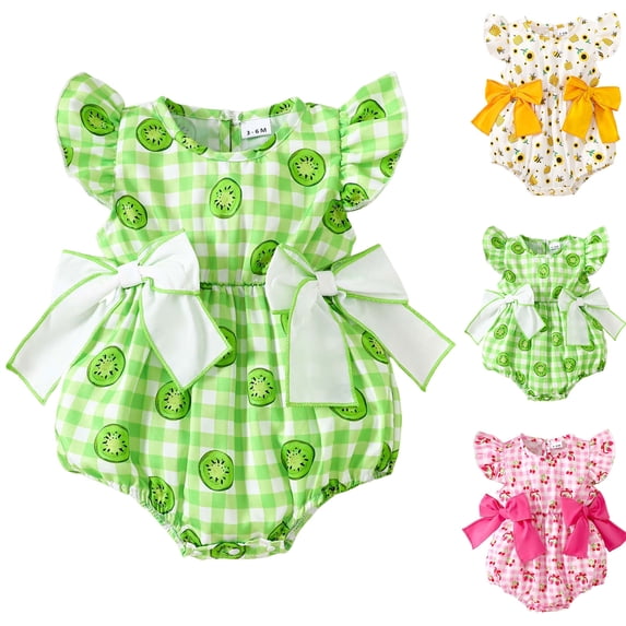Preemie Newborn Infant Baby Girls Clothes Ribbed Bodysuit for 3-6 Months Newborn Girls Summer Comfortable And Breathable Bodysuits With Cute Prints