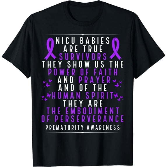 Preemie Purple Ribbon Power of Faith Prematurity Awareness T-Shirt