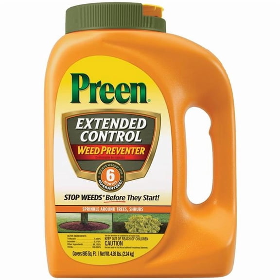 Preen 807065 2464092 4.93 lbs Weed Preventer Extended Control for MP4, Yellow & Orange - Pack of 4