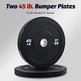 thumbnail image 1 of Preenex 45lb Bumper Plate Set Olympic Weight Plates for 2" Barbells & More Set of 2, 1 of 8