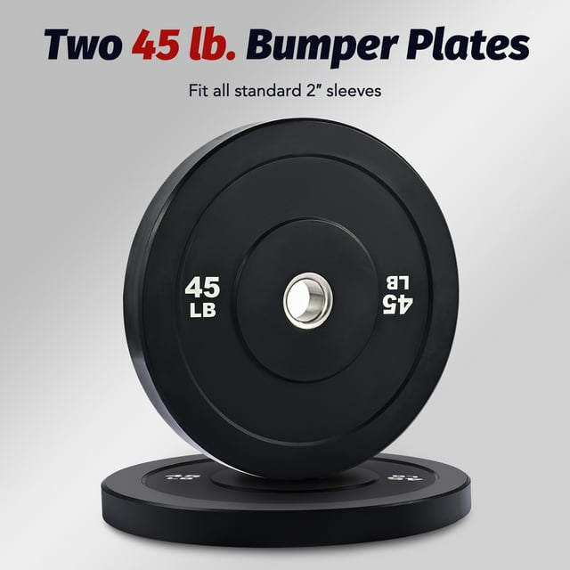 Preenex 45lb Bumper Plate Set Olympic Weight Plates for 2" Barbells