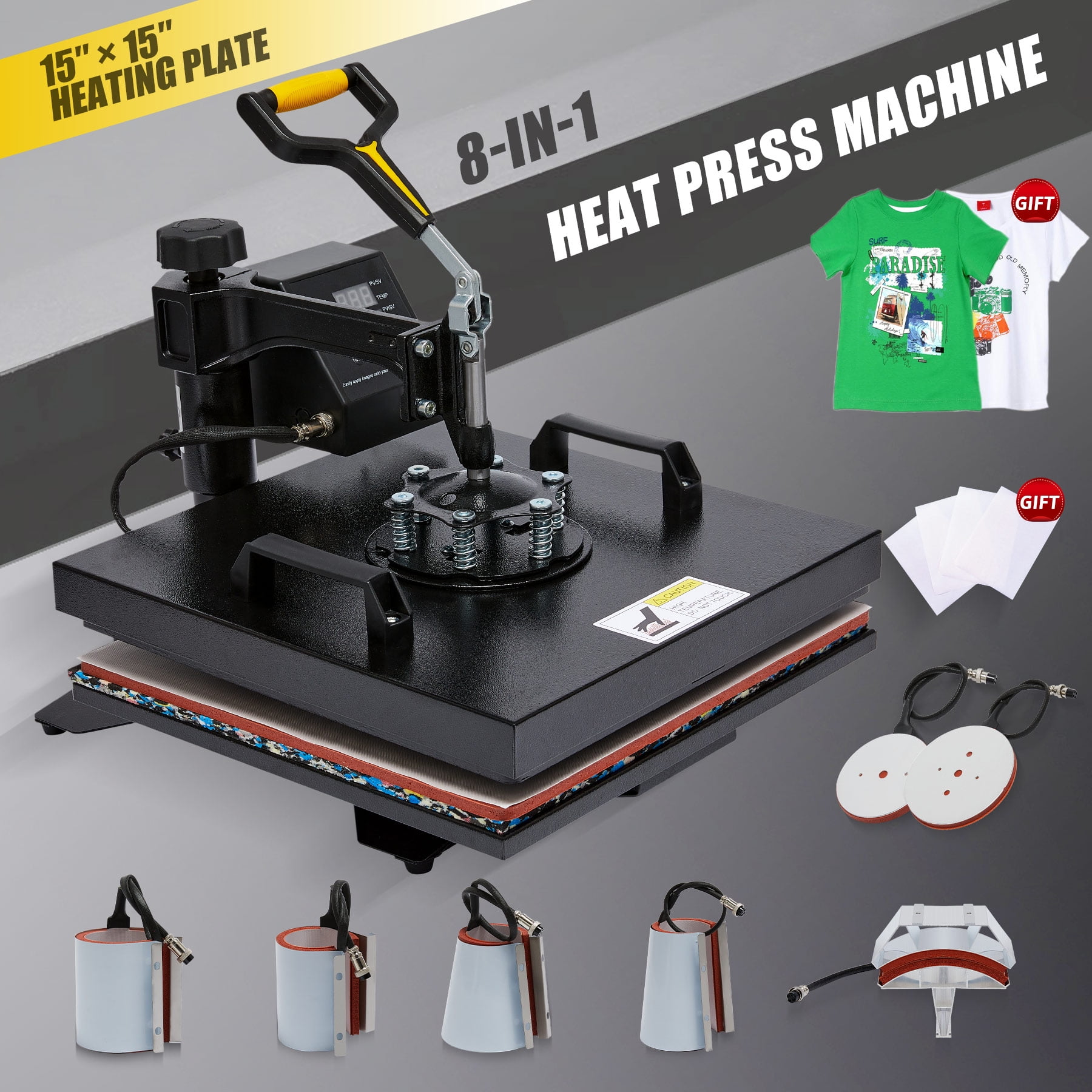 Preenex 8 in 1 Heat Press Machine 500F 1400W 15x15 Inch for T Shirts and  More 